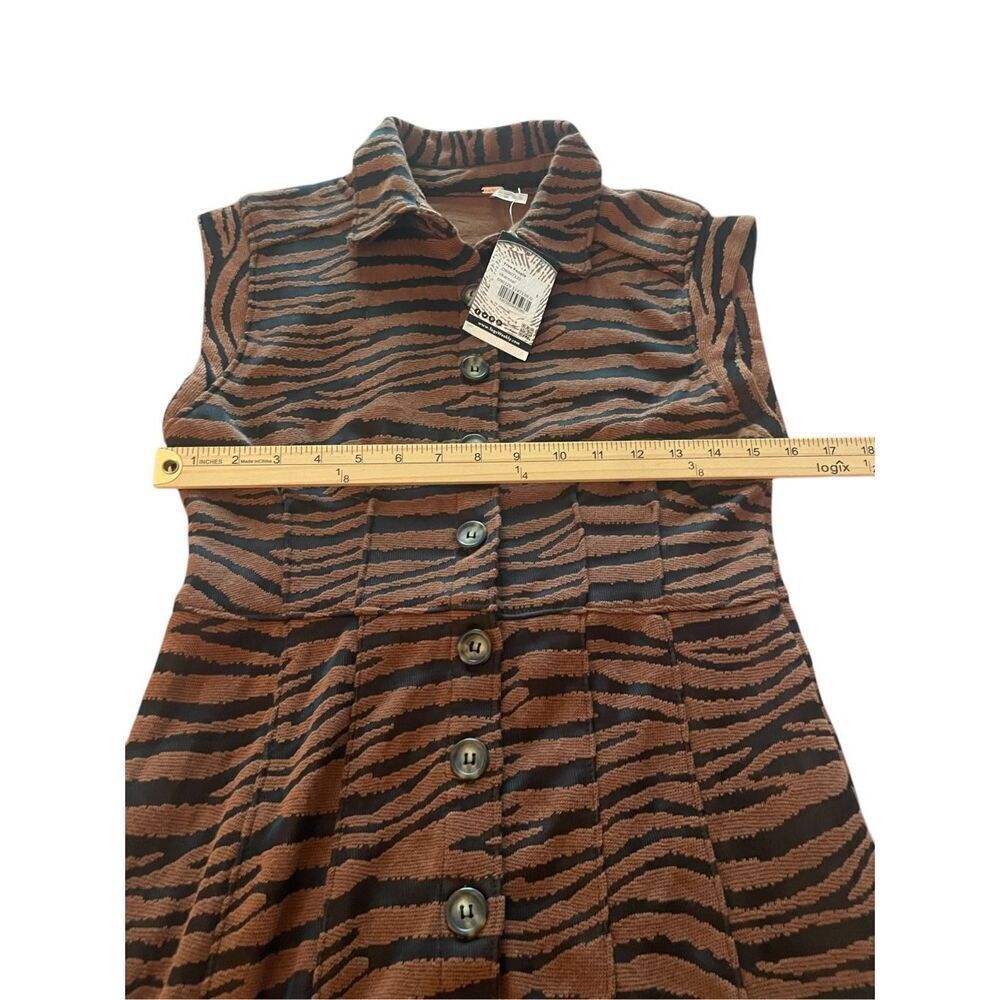 NWT Free People Tiger Print Sleeveless Button Front Dress Brown Size S P - Picture 3 of 14
